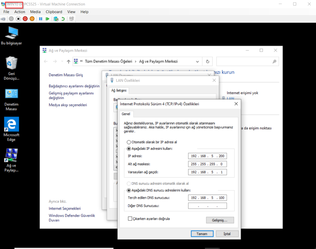 DHCP kurulum ve konfigurasyon 10