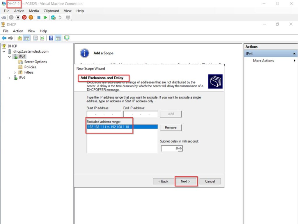 DHCP 80 20 split scope 16