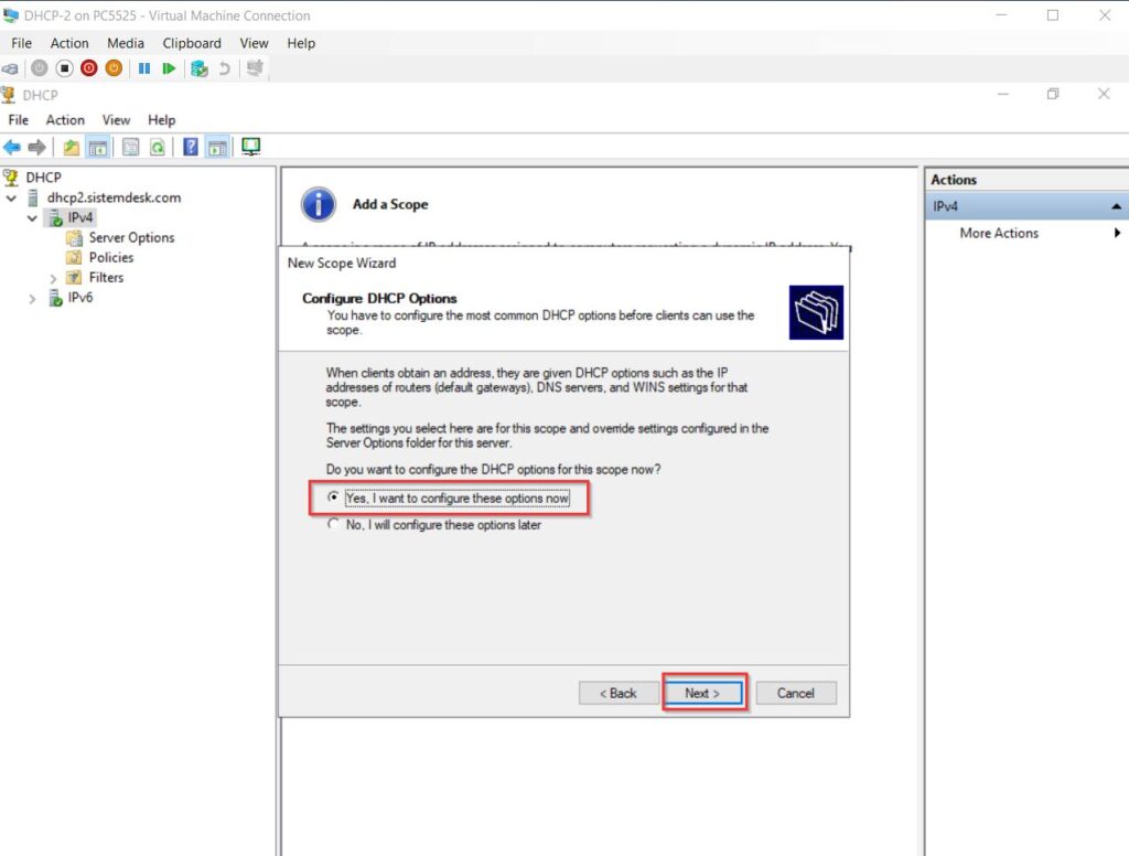 DHCP 80 20 split scope 18