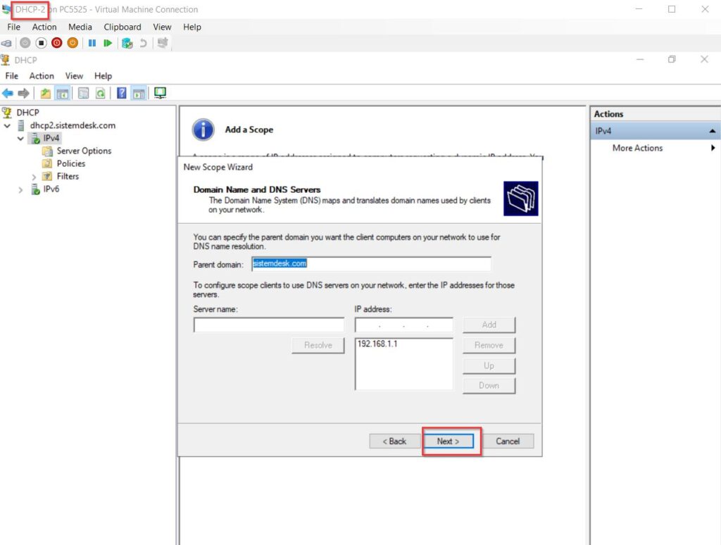 DHCP 80 20 split scope 20