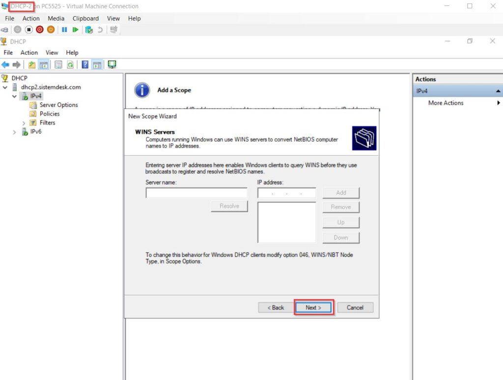 DHCP 80 20 split scope 21