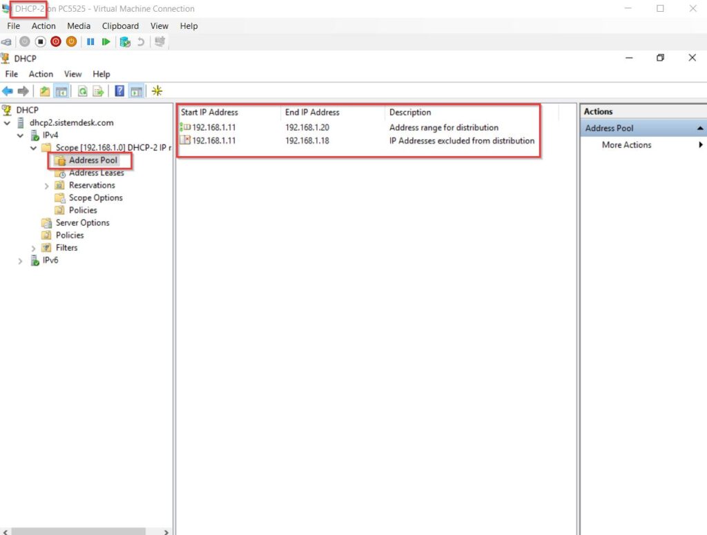 DHCP 80 20 split scope 25