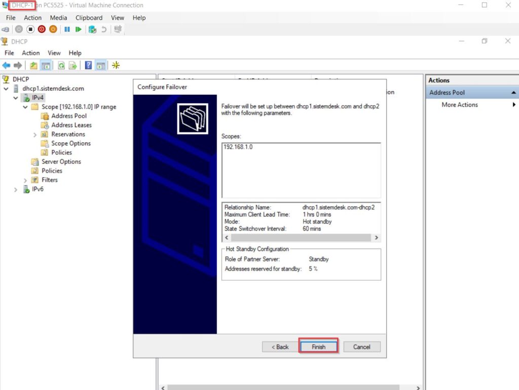 DHCP failover cluster hot standby 11