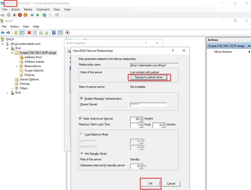 DHCP failover cluster hot standby 31