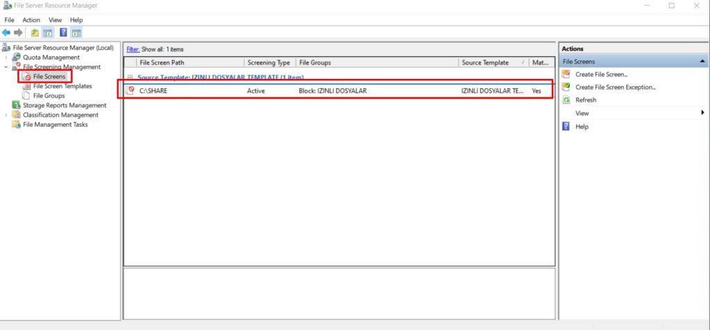 File Server Dosya Filtreleme - 23