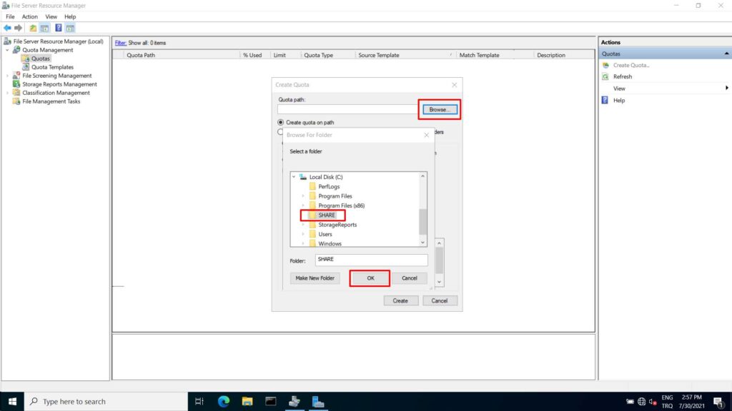 Windows Server 2022 File Server kota olusturma - 20