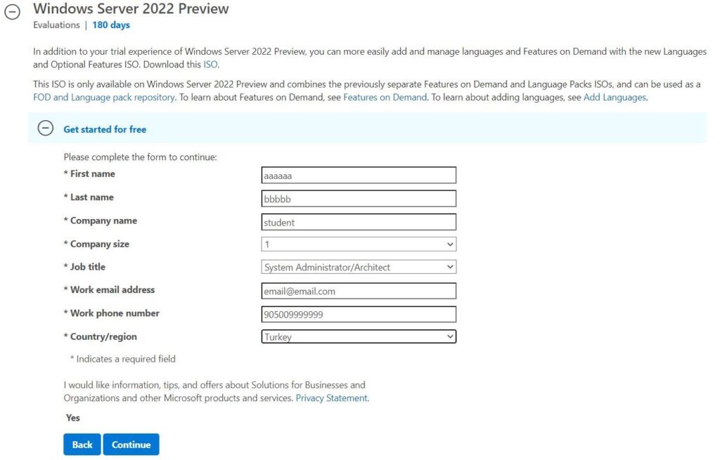 Windows Server 2022 Preview kurulumu - 2